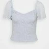 Abercrombie & Fitch CINCH VNECK FLUTTER - Blouse - Blue