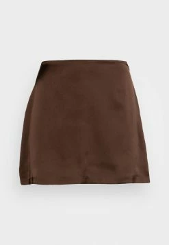 Abercrombie & Fitch SLINKY SKORT - Mini Skirt - Chestnut