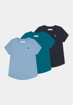 Abercrombie & Fitch CORE CREW TEE 3 PACK - Basic T-shirt - Sky Captain/powder Blue/ocean Depths