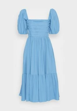 Abercrombie & Fitch STRAIGHT NECK PUFF MIDI - Day Dress - Blue -Abercrombie & Fitch Shop c8799b12d290437abbc0467b9860f940