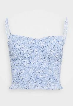 Abercrombie & Fitch STRAPLESS SMOCKED - Top - Blue