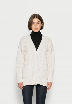 Abercrombie & Fitch CABLE GRANDPA - Cardigan - Cream Cable