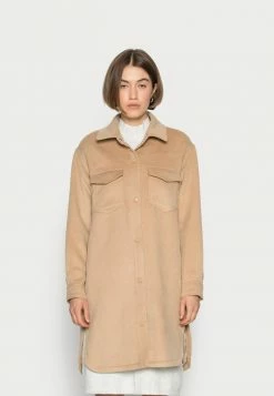 Abercrombie & Fitch SHACKET LONG - Light Jacket - Tan Wool