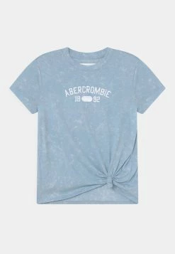 Abercrombie & Fitch KNOT FRONT TECH CORE PATTERN - Print T-shirt - Blue Ash