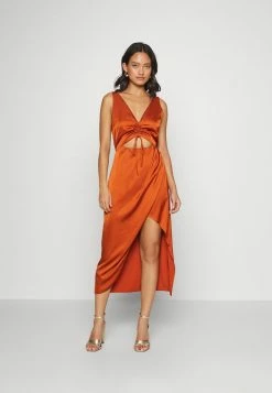 Abercrombie & Fitch CINCH FRONT DRAPY SKIRT MIDI - Cocktail Dress / Party Dress - Tan