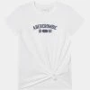 Abercrombie & Fitch KNOT FRONT TECH CORE - Print T-shirt - White
