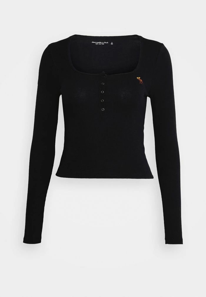 Abercrombie & Fitch ICON HENLEY - Long Sleeved Top - Black Beauty 4 Abercrombie & Fitch ICON HENLEY - Long Sleeved Top - Black Beauty - Image 4