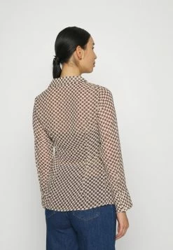 Abercrombie & Fitch ONE CLOSURE SHEER - Button-down Blouse - Brown Checkerboard -Abercrombie & Fitch Shop cd954bedf5494a6ea4db80ac7eecb589