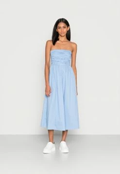Abercrombie & Fitch STRAPLESS MIDI DRESS - Day Dress - Blue