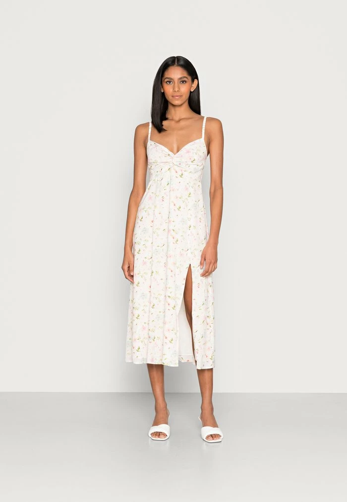Abercrombie & Fitch TWIST FRONT - Day Dress - White Floral 1 Abercrombie & Fitch TWIST FRONT - Day Dress - White Floral