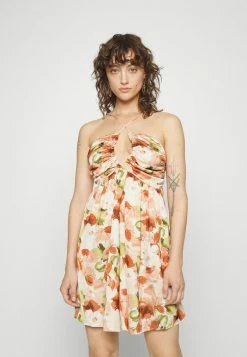 Abercrombie & Fitch DRAMA SHORT DRESS - Day Dress - Brown/white