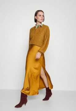 Abercrombie & Fitch SLINKY BIAS MAXI - Maxi Skirt - Gold-coloured -Abercrombie & Fitch Shop ce6d5811439249a784c4ab642fe9c99d