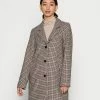 Abercrombie & Fitch DAD COAT - Classic Coat - Tan Houndstooth