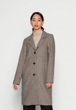 Abercrombie & Fitch DAD COAT - Classic Coat - Tan Houndstooth