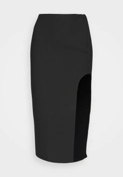 Abercrombie & Fitch CLEAN SIDE SLIT MIDI - A-line Skirt - Black -Abercrombie & Fitch Shop d4377fbe244c436ab75935ec62ae7123