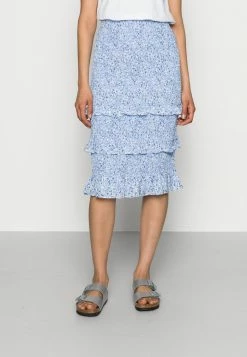 Abercrombie & Fitch WEBEX SMOCKED MIDI - Pencil Skirt - Blue