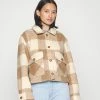 Abercrombie & Fitch NEW CROP COZY SHACKET - Bomber Jacket - Rust Plaid