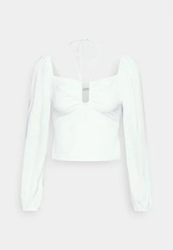 Abercrombie & Fitch CINCHED HARDWARE PRETTY - Blouse - Brilliant White