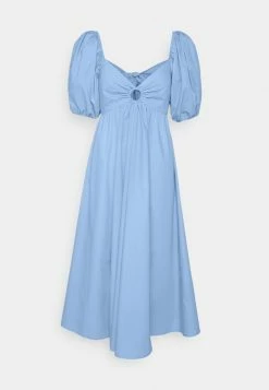 Abercrombie & Fitch PUFF SLEEVE HARDWARE MIDI - Day Dress - Della Robbia Blue -Abercrombie & Fitch Shop d912d407611643f3b817110309efcd45