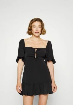 Abercrombie & Fitch DOUBLE KEYHOLE DRESS - Day Dress - Black Solid -Abercrombie & Fitch Shop daca76e923e24253979fd9db6401ed1c
