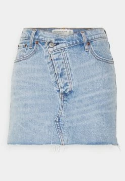 Abercrombie & Fitch WEBEX CROSSOVER WAIST - Mini Skirt - Medium Blue Wash