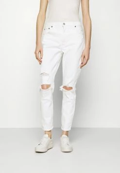 Abercrombie & Fitch DESTROY CURVE LOVE DUPE - Slim Fit Jeans - White