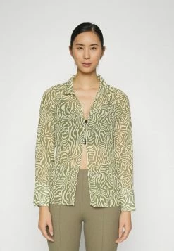 Abercrombie & Fitch ONE CLOSURE SHEER - Button-down Blouse - Green