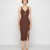 Abercrombie & Fitch BARE KEYHOLE MIDI - Jumper Dress - Cappuccino With White Tipping
