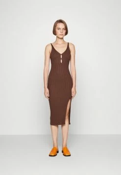 Abercrombie & Fitch BARE KEYHOLE MIDI - Jumper Dress - Cappuccino With White Tipping