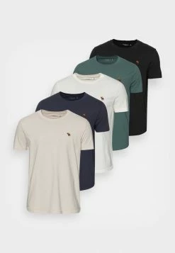 Abercrombie & Fitch ESSENTIAL 5 PACK - Basic T-shirt - White/tan/green/blue/black -Abercrombie & Fitch Shop df2c8d3ad1424dbcb6536cd82732c10d