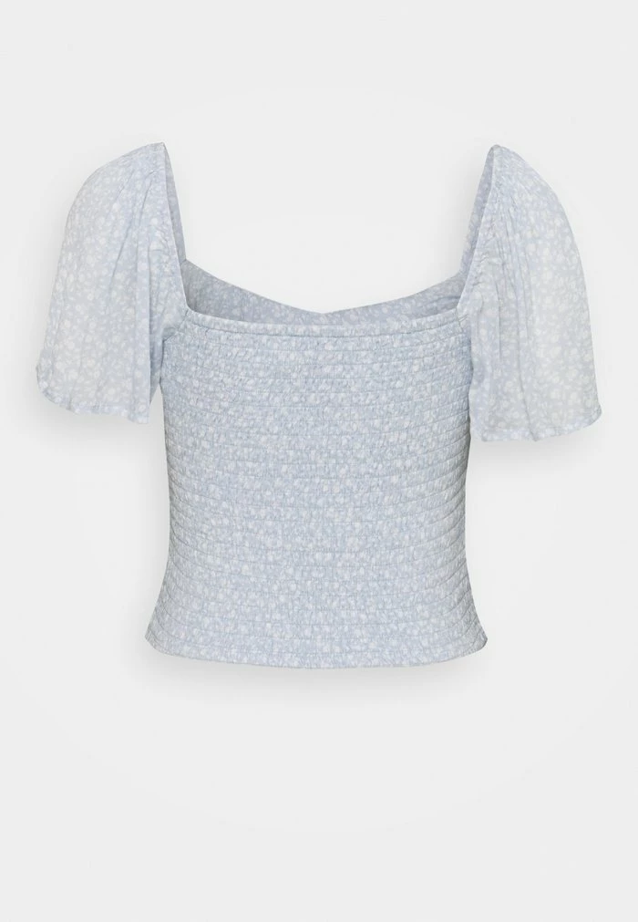 Abercrombie & Fitch CINCH VNECK FLUTTER - Blouse - Blue 2 Abercrombie & Fitch CINCH VNECK FLUTTER - Blouse - Blue - Image 2