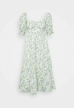 Abercrombie & Fitch PUFF SLEEVE MIDI DRESS - Day Dress - Green