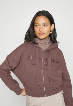 Abercrombie & Fitch LONG LIFE LOGO - Zip-up Sweatshirt - Deep Taupe -Abercrombie & Fitch Shop e7785a95806a4093918a86c36090b643