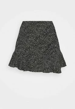 Abercrombie & Fitch WEBEX RUFFLE SKORT - Mini Skirt - Black