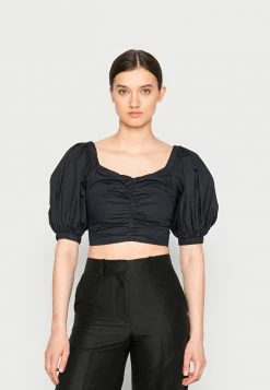 Abercrombie & Fitch PUFF SLV CINCHED - Blouse - Black Beauty