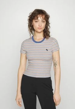 Abercrombie & Fitch ICON BABY CREW TEE FALL - Print T-shirt - White/blue