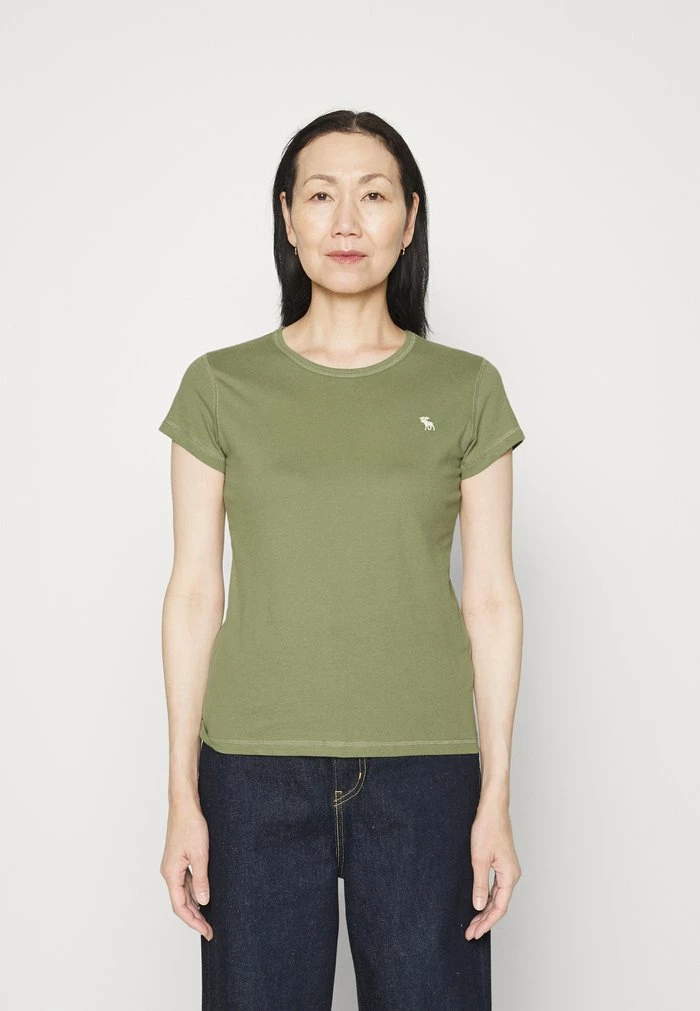 Abercrombie & Fitch CREW MULTI 3 PACK - Basic T-shirt - Oil Green/lobster Bisque/white 2 Abercrombie & Fitch CREW MULTI 3 PACK - Basic T-shirt - Oil Green/lobster Bisque/white - Image 2