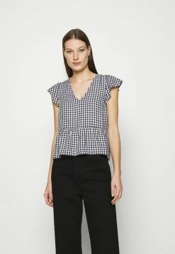 Abercrombie & Fitch VOLUME SMOCKED BABYDOLL - Print T-shirt - White