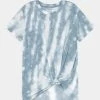 Abercrombie & Fitch KNOT FRONT ESSENTIAL - Print T-shirt - Blue Dye Marble