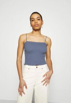 Abercrombie & Fitch BARE SMOCKED CAMI - Top - Blue