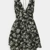 Abercrombie & Fitch RUCHED DRAMA MINI DRESS - Cocktail Dress / Party Dress - Black