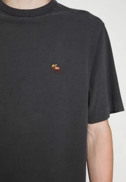 Abercrombie & Fitch DATE NIGHT TEE - Basic T-shirt - Gray Black -Abercrombie & Fitch Shop ee2f8dffabc3420489b3d3a4df16c9ae