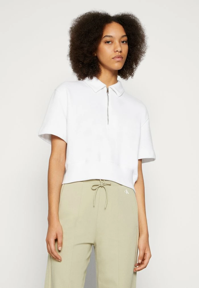 Abercrombie & Fitch ZIP POLO - Print T-shirt - Brilliant White 4 Abercrombie & Fitch ZIP POLO - Print T-shirt - Brilliant White - Image 4