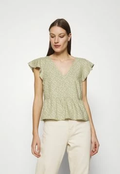 Abercrombie & Fitch VOLUME SMOCKED BABYDOLL - Print T-shirt - Green