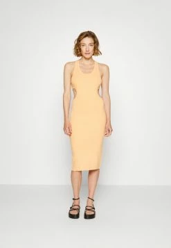 Abercrombie & Fitch SIDE CUTOUT MIDI - Jumper Dress - Orange Solid