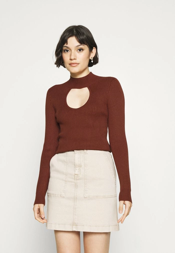 Abercrombie & Fitch CHASE CUTOUT - Jumper - Brown 1 Abercrombie & Fitch CHASE CUTOUT - Jumper - Brown