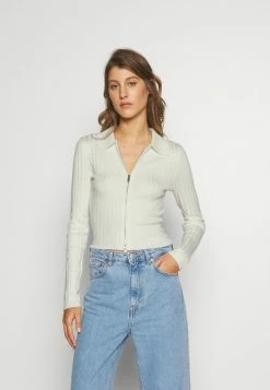 Abercrombie & Fitch CHASE ZIP SHORT CARDI - Cardigan - Cream