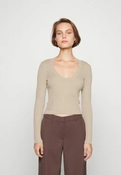 Abercrombie & Fitch SCOOP NECK LONG SLEEVE - Jumper - Simply Taupe