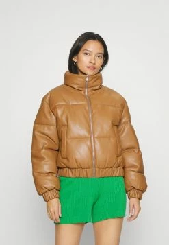 Abercrombie & Fitch POPPER PUFFER - Winter Jacket - Brown