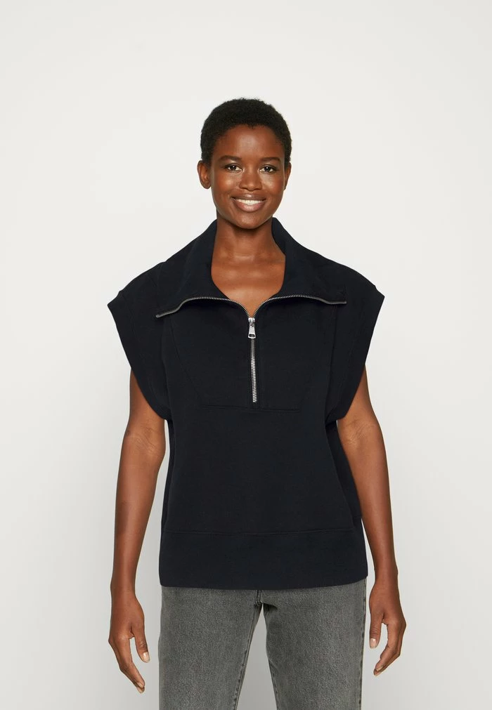 Abercrombie & Fitch CORE HALF ZIP VEST - Print T-shirt - Black 3 Abercrombie & Fitch CORE HALF ZIP VEST - Print T-shirt - Black - Image 3